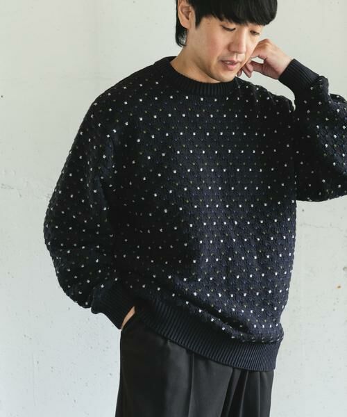URBAN RESEARCH DOORS / アーバンリサーチ ドアーズ ニット・セーター | 変形バーズアイ クルーネックニット | 詳細1