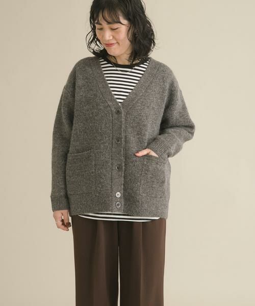 URBAN RESEARCH DOORS/アーバンリサーチ ドアーズ 『WEB/一部店舗限定』ダブルフェイスVネックカーディガン チャコールグレー FREE URBAN RESEARCH DOORS/アーバンリサーチ ドアーズ 『WEB/一部店舗限定』ダブルフェイスVネックカーディガン チャコールグレー FREE