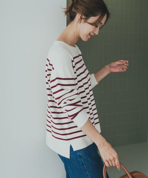 URBAN RESEARCH DOORS/アーバンリサーチ ドアーズ パネルボーダーKNIT レッド系その他 M