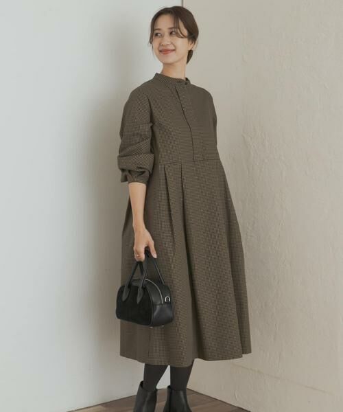 URBAN RESEARCH DOORS / アーバンリサーチ ドアーズ ワンピース | 『UR TECH』チェック柄バルーンスリーブワンピース | 詳細1