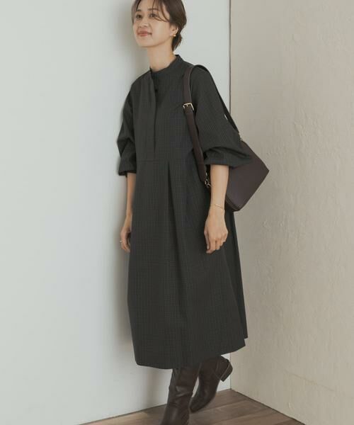 URBAN RESEARCH DOORS / アーバンリサーチ ドアーズ ワンピース | 『UR TECH』チェック柄バルーンスリーブワンピース | 詳細24