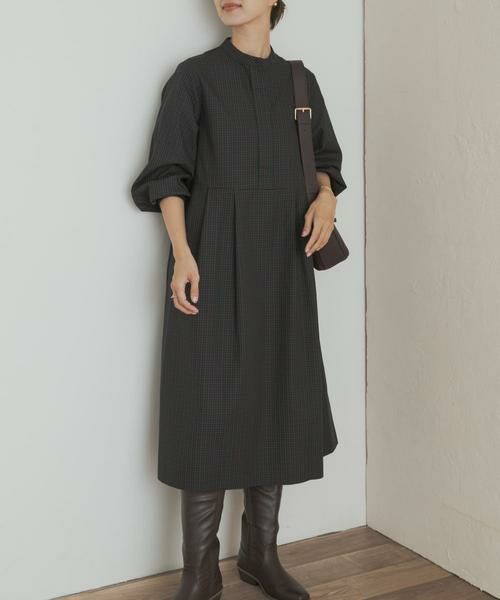 URBAN RESEARCH DOORS/アーバンリサーチ ドアーズ 『UR TECH』チェック柄バルーンスリーブワンピース ブルー系その他 M URBAN RESEARCH DOORS/アーバンリサーチ ドアーズ 『UR TECH』チェック柄バルーンスリーブワンピース ブルー系その他 M