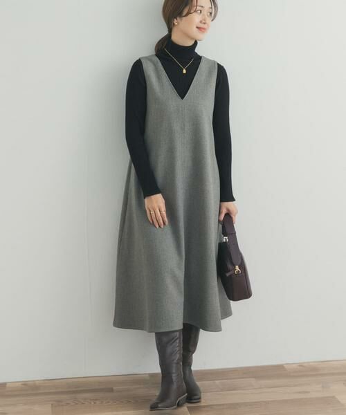 URBAN RESEARCH DOORS / アーバンリサーチ ドアーズ ワンピース | メランジBACKタックフレアジャンスカ | 詳細1