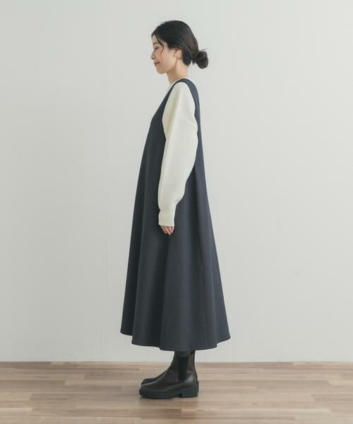 URBAN RESEARCH DOORS / アーバンリサーチ ドアーズ ワンピース | メランジBACKタックフレアジャンスカ | 詳細19