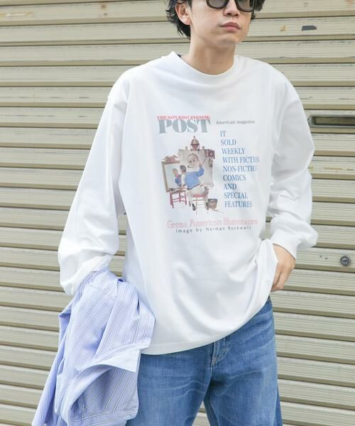 URBAN RESEARCH DOORS / アーバンリサーチ ドアーズ Tシャツ | FORK&SPOON　グラフィックプリントロングスリーブTシャツ（オフホワイト）