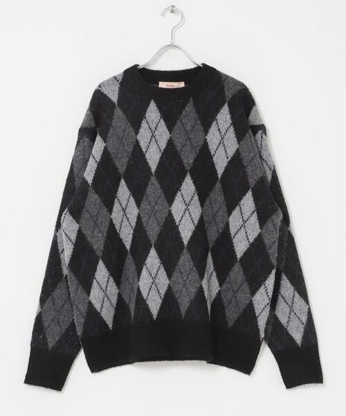 URBAN RESEARCH DOORS / アーバンリサーチ ドアーズ ニット・セーター | FORK&SPOON　アーガイルプルオーバーニット（ブラック系その他）