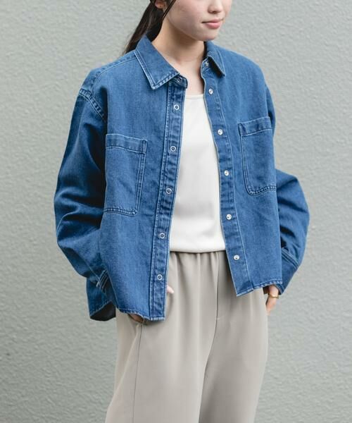 URBAN RESEARCH DOORS / アーバンリサーチ ドアーズ Tシャツ | FORK&SPOON　ペーパーブレンドデニムシャツ | 詳細1