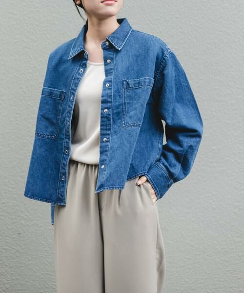 URBAN RESEARCH DOORS / アーバンリサーチ ドアーズ Tシャツ | FORK&SPOON　ペーパーブレンドデニムシャツ（ブルー）