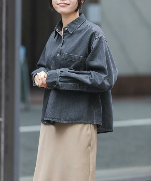 URBAN RESEARCH DOORS / アーバンリサーチ ドアーズ Tシャツ | FORK&SPOON　ペーパーブレンドデニムシャツ（ブラック）