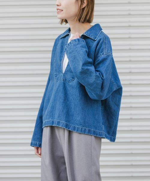 URBAN RESEARCH DOORS / アーバンリサーチ ドアーズ Tシャツ | FORK&SPOON　ペーパーデニムスキッパーシャツ | 詳細3