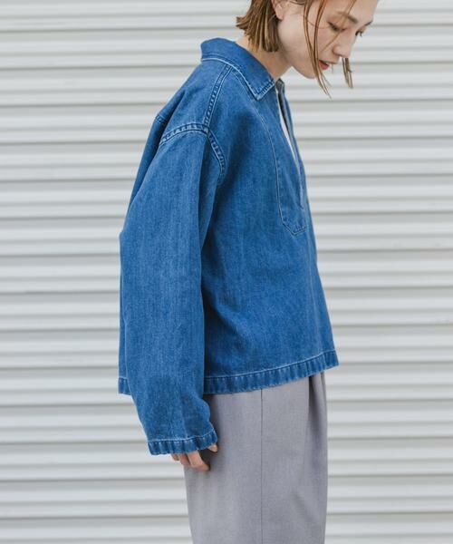 URBAN RESEARCH DOORS / アーバンリサーチ ドアーズ Tシャツ | FORK&SPOON　ペーパーデニムスキッパーシャツ | 詳細4