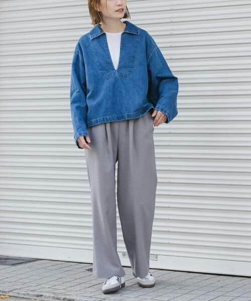 URBAN RESEARCH DOORS / アーバンリサーチ ドアーズ Tシャツ | FORK&SPOON　ペーパーデニムスキッパーシャツ | 詳細6