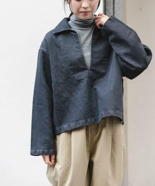 URBAN RESEARCH DOORS / アーバンリサーチ ドアーズ Tシャツ | FORK&SPOON　ペーパーデニムスキッパーシャツ | 詳細9