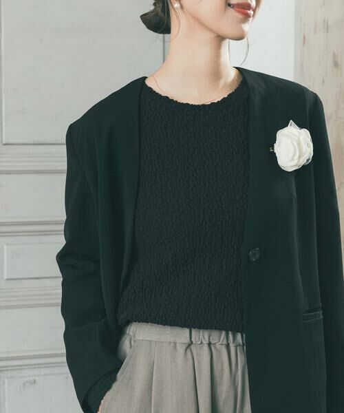 URBAN RESEARCH DOORS / アーバンリサーチ ドアーズ Tシャツ | ポコポコレースロングTシャツ（ブラック）