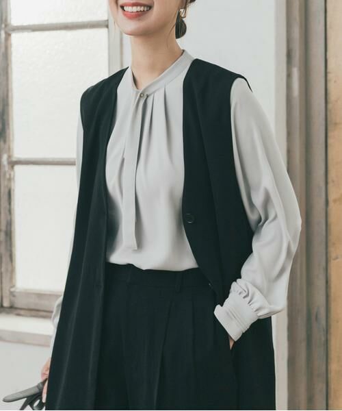 URBAN RESEARCH DOORS / アーバンリサーチ ドアーズ シャツ・ブラウス | リボンポイントタックブラウス | 詳細11