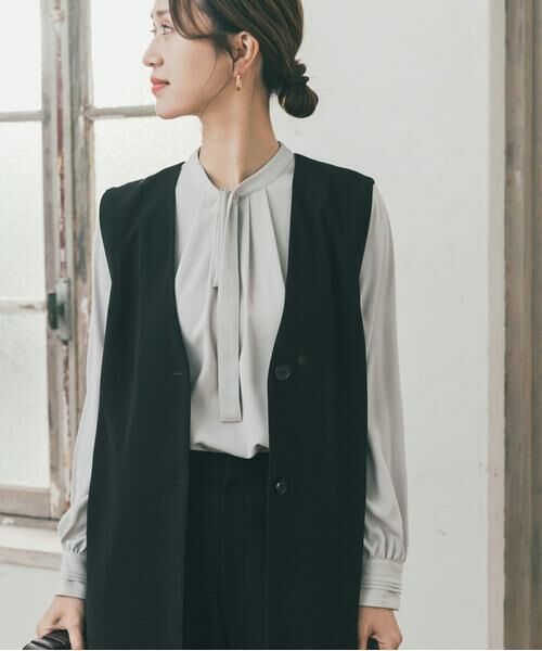 URBAN RESEARCH DOORS / アーバンリサーチ ドアーズ シャツ・ブラウス | リボンポイントタックブラウス | 詳細13