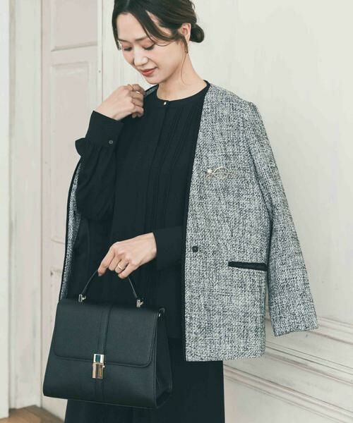 URBAN RESEARCH DOORS / アーバンリサーチ ドアーズ シャツ・ブラウス | ピンタックゴールドボタンブラウス（ネイビー）