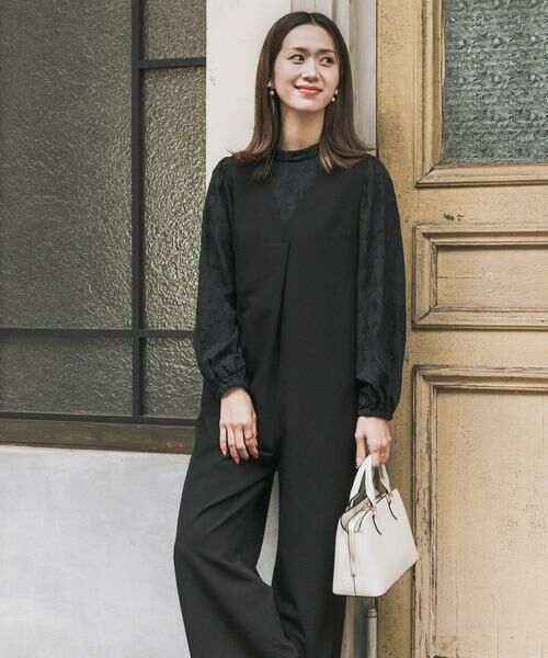 URBAN RESEARCH DOORS / アーバンリサーチ ドアーズ サロペット・オールインワン | Vネックタックオールインワン（ブラック）