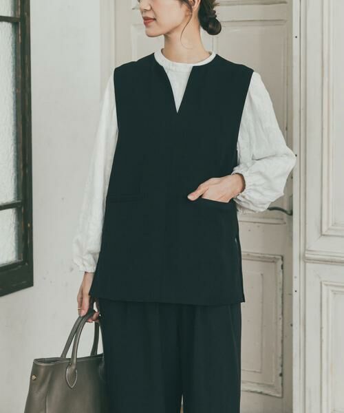 URBAN RESEARCH DOORS / アーバンリサーチ ドアーズ ベスト | スリットネックベスト | 詳細1