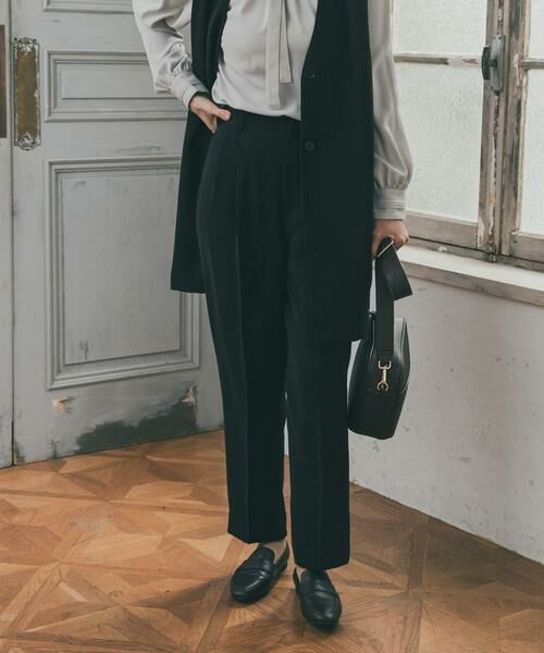 URBAN RESEARCH DOORS / アーバンリサーチ ドアーズ パンツ | ドレステーパードパンツ（ブラック）