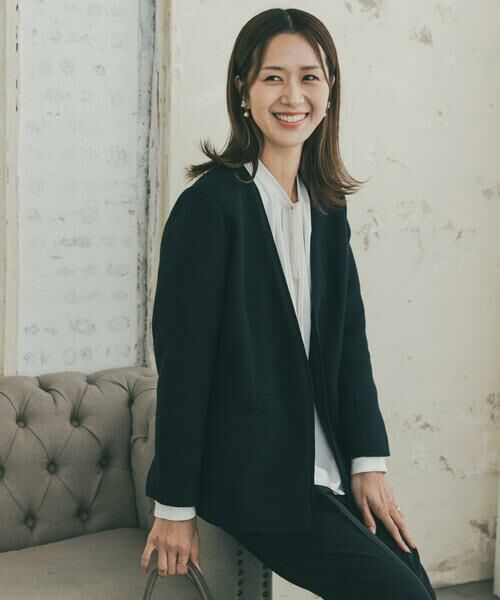 URBAN RESEARCH DOORS / アーバンリサーチ ドアーズ テーラードジャケット | ツィードVネックロングジャケット | 詳細1