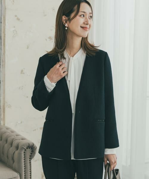 URBAN RESEARCH DOORS / アーバンリサーチ ドアーズ テーラードジャケット | ツィードVネックロングジャケット | 詳細2