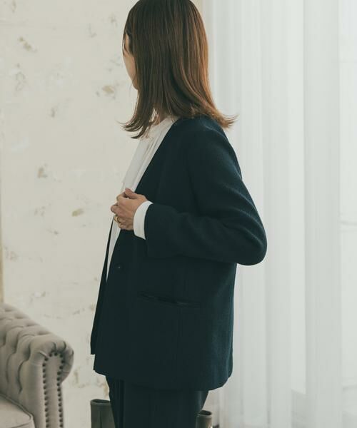 URBAN RESEARCH DOORS / アーバンリサーチ ドアーズ テーラードジャケット | ツィードVネックロングジャケット | 詳細3