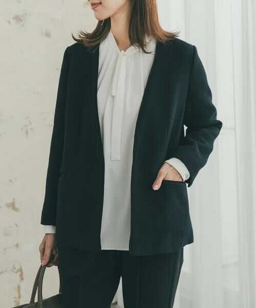 URBAN RESEARCH DOORS / アーバンリサーチ ドアーズ テーラードジャケット | ツィードVネックロングジャケット | 詳細5