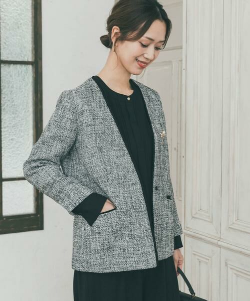 URBAN RESEARCH DOORS / アーバンリサーチ ドアーズ テーラードジャケット | ツィードVネックロングジャケット | 詳細16