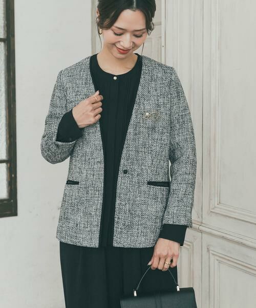 URBAN RESEARCH DOORS / アーバンリサーチ ドアーズ テーラードジャケット | ツィードVネックロングジャケット | 詳細17
