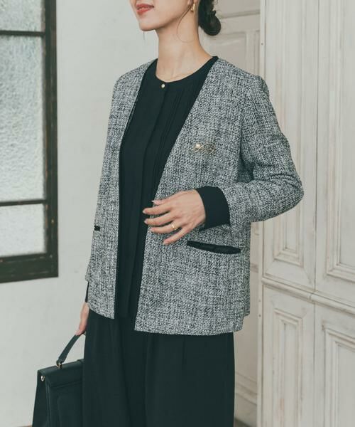 URBAN RESEARCH DOORS / アーバンリサーチ ドアーズ テーラードジャケット | ツィードVネックロングジャケット | 詳細18