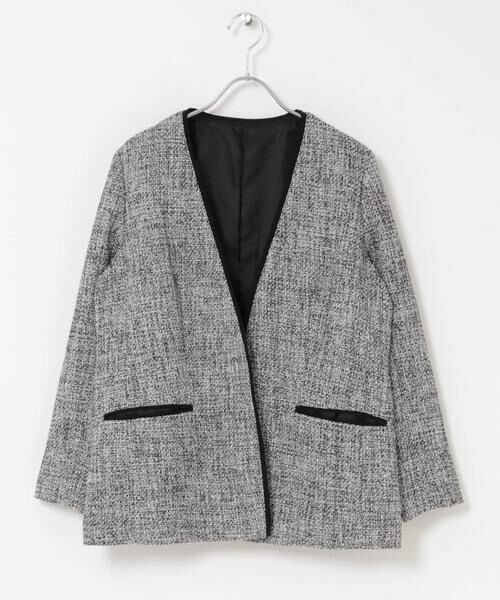 URBAN RESEARCH DOORS / アーバンリサーチ ドアーズ テーラードジャケット | ツィードVネックロングジャケット | 詳細21