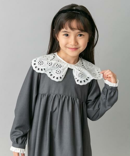 URBAN RESEARCH DOORS / アーバンリサーチ ドアーズ ワンピース | スカラーレース襟ワンピース(KIDS)（グレー）