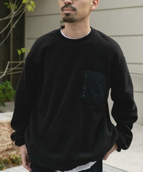 URBAN RESEARCH DOORS / アーバンリサーチ ドアーズ Tシャツ | ナイロン ドッキング フリースプルオーバー | 詳細4