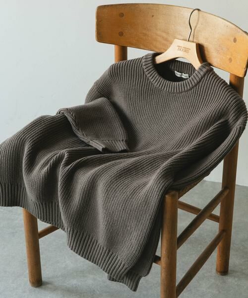 URBAN RESEARCH DOORS / アーバンリサーチ ドアーズ ニット・セーター | 畦ニット クルーネックプルオーバー(グレー)