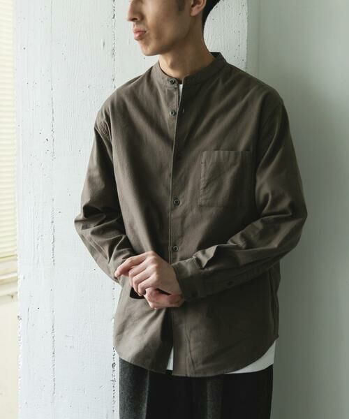 URBAN RESEARCH DOORS / アーバンリサーチ ドアーズ シャツ・ブラウス | 防シワ起毛ネルバンドカラーシャツ | 詳細1