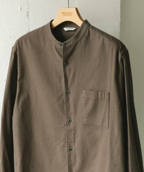 URBAN RESEARCH DOORS / アーバンリサーチ ドアーズ シャツ・ブラウス | 防シワ起毛ネルバンドカラーシャツ(モカ)