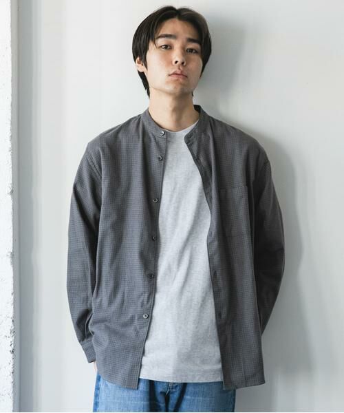 セール】 防シワ起毛ネルバンドカラーシャツ （シャツ・ブラウス