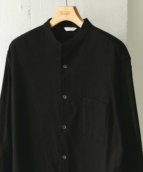 URBAN RESEARCH DOORS / アーバンリサーチ ドアーズ シャツ・ブラウス | 防シワ起毛ネルバンドカラーシャツ(チャコールグレー)