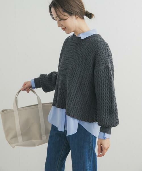 URBAN RESEARCH DOORS / アーバンリサーチ ドアーズ ニット・セーター | ヘリンボーン柄ニットプルオーバー | 詳細1