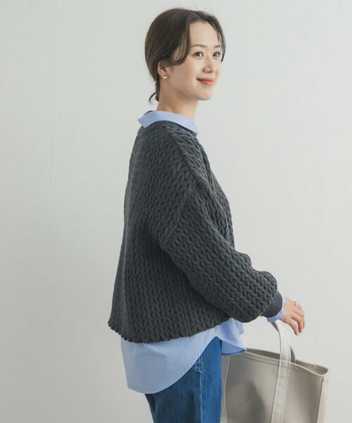 URBAN RESEARCH DOORS / アーバンリサーチ ドアーズ ニット・セーター | ヘリンボーン柄ニットプルオーバー | 詳細3