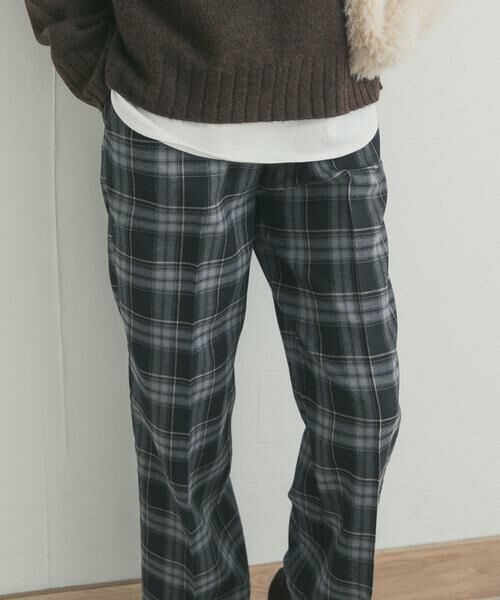 URBAN RESEARCH DOORS / アーバンリサーチ ドアーズ その他パンツ | 『UR TECH』チェックストレートイージーパンツ（ブラック）