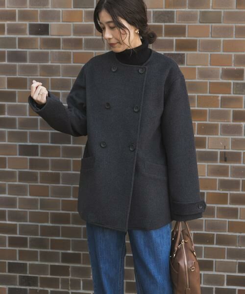 URBAN RESEARCH DOORS / アーバンリサーチ ドアーズ ピーコート | ウールノーカラーコート | 詳細17