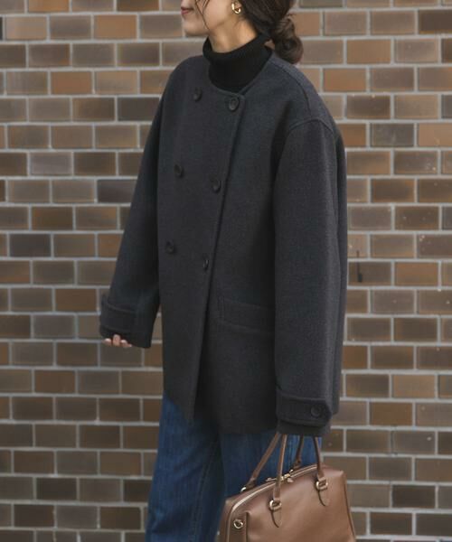 URBAN RESEARCH DOORS / アーバンリサーチ ドアーズ ピーコート | ウールノーカラーコート | 詳細18