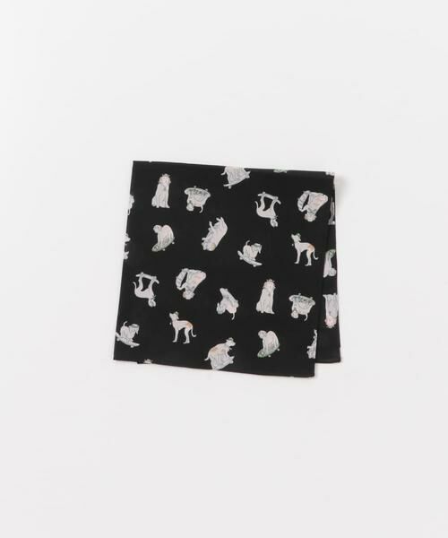 URBAN RESEARCH DOORS / アーバンリサーチ ドアーズ ハンカチ | LIFE STYLE TAILOR　アニマルモチーフ柄コットンハンカチ（ブラック）