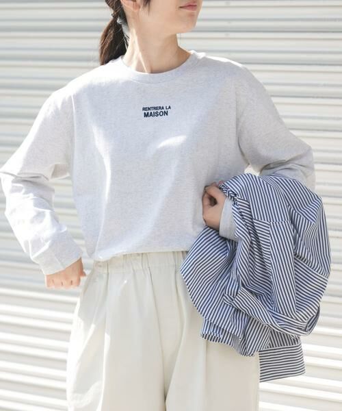 URBAN RESEARCH DOORS / アーバンリサーチ ドアーズ Tシャツ | FORK&SPOON　フロッキープリントロングスリーブTシャツ（グレー系その他）