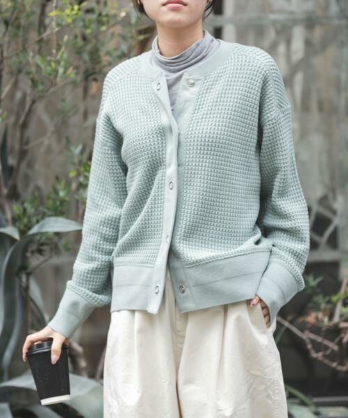URBAN RESEARCH DOORS / アーバンリサーチ ドアーズ カーディガン・ボレロ | FORK&SPOON　ワッフルカーディガン（ミント）
