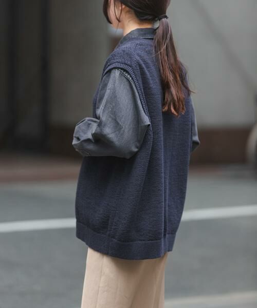 URBAN RESEARCH DOORS / アーバンリサーチ ドアーズ ベスト | FORK&SPOON　テープヤーンVネックニットベスト | 詳細2