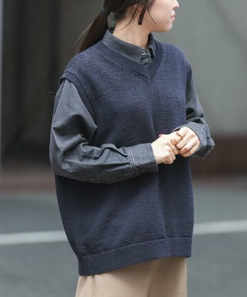 URBAN RESEARCH DOORS / アーバンリサーチ ドアーズ ベスト | FORK&SPOON　テープヤーンVネックニットベスト | 詳細5