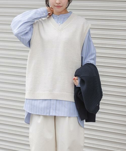 URBAN RESEARCH DOORS / アーバンリサーチ ドアーズ ベスト | FORK&SPOON　テープヤーンVネックニットベスト | 詳細10